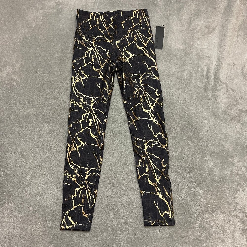 NWT Mono B Leggings Women’s Medium Black Gold High Waist Activewear Stretch